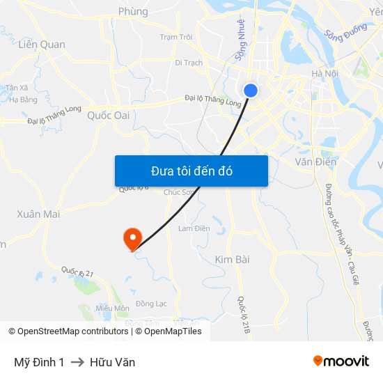 Mỹ Đình 1 to Hữu Văn map