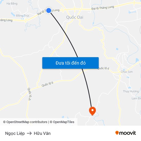 Ngọc Liệp to Hữu Văn map