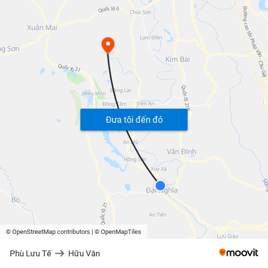 Phù Lưu Tế to Hữu Văn map