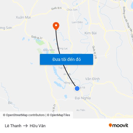 Lê Thanh to Hữu Văn map