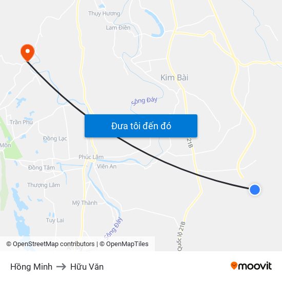 Hồng Minh to Hữu Văn map