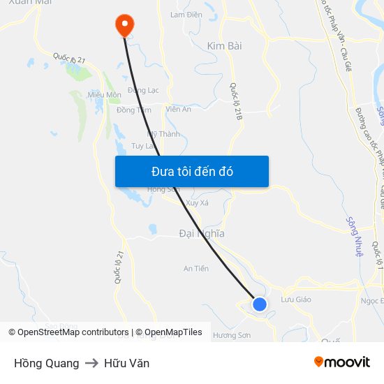 Hồng Quang to Hữu Văn map