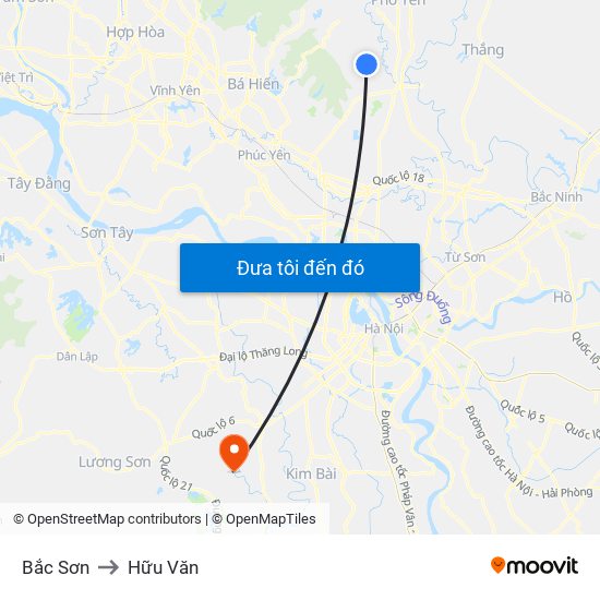 Bắc Sơn to Hữu Văn map