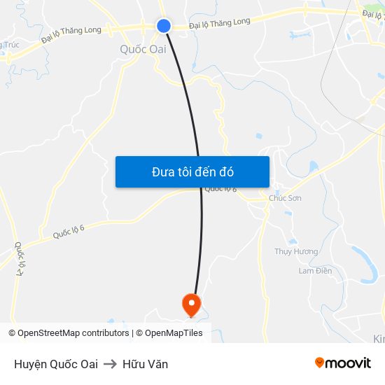Huyện Quốc Oai to Hữu Văn map