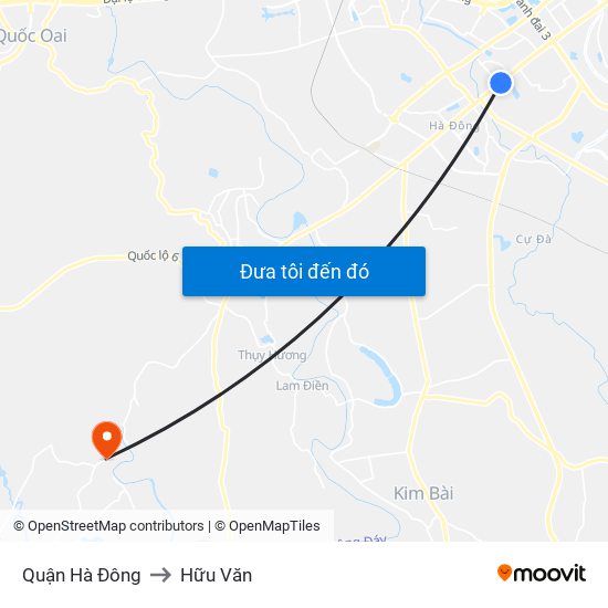 Quận Hà Đông to Hữu Văn map