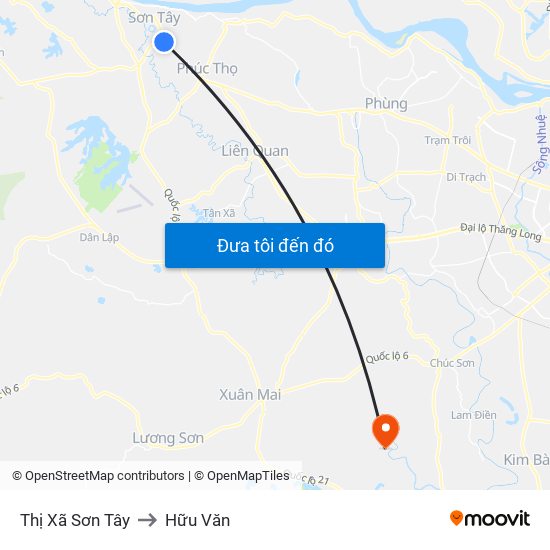 Thị Xã Sơn Tây to Hữu Văn map