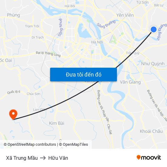 Xã Trung Mầu to Hữu Văn map