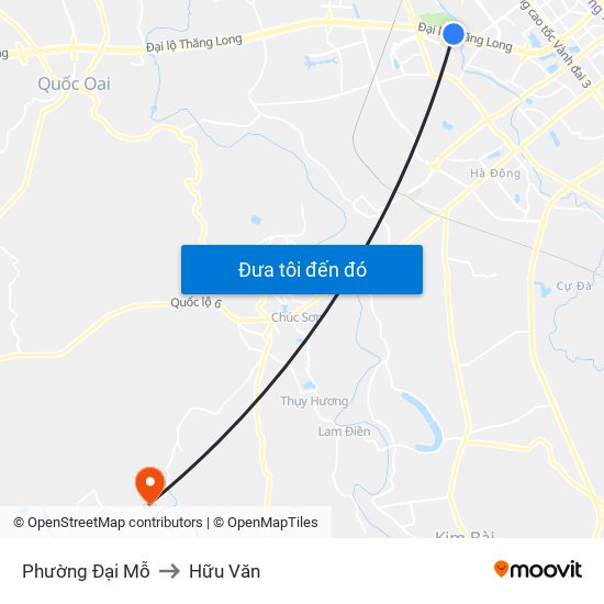 Phường Đại Mỗ to Hữu Văn map