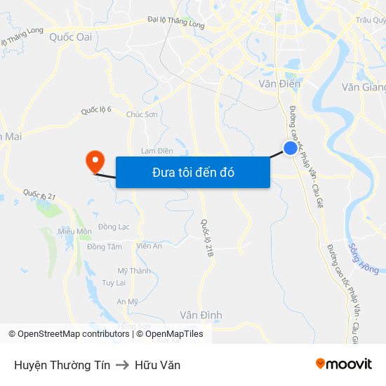 Huyện Thường Tín to Hữu Văn map