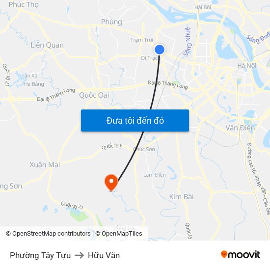 Phường Tây Tựu to Hữu Văn map