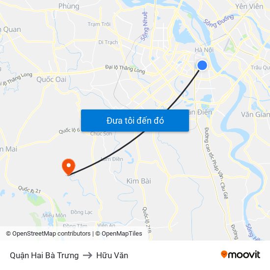 Quận Hai Bà Trưng to Hữu Văn map