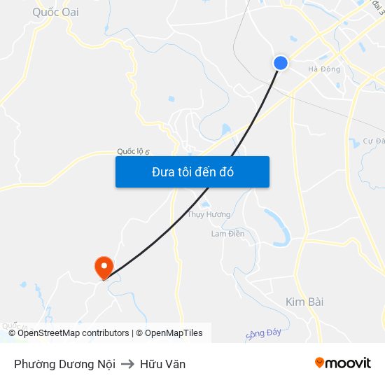 Phường Dương Nội to Hữu Văn map