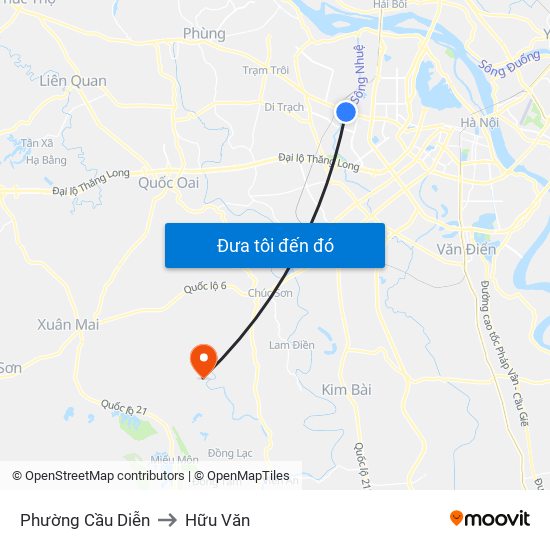 Phường Cầu Diễn to Hữu Văn map