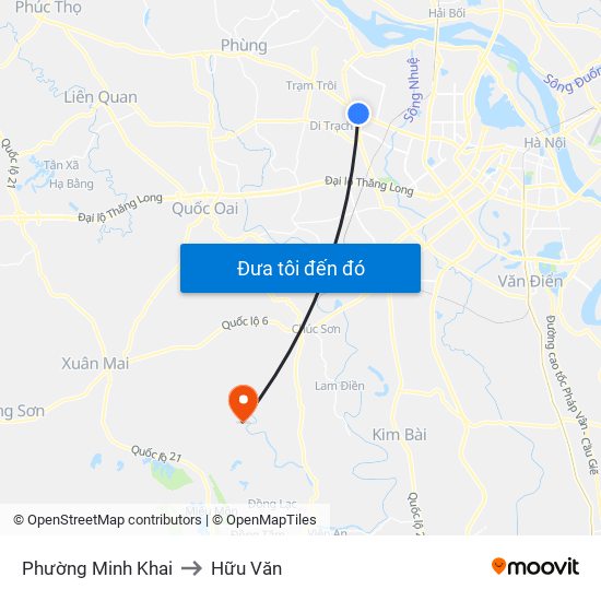 Phường Minh Khai to Hữu Văn map