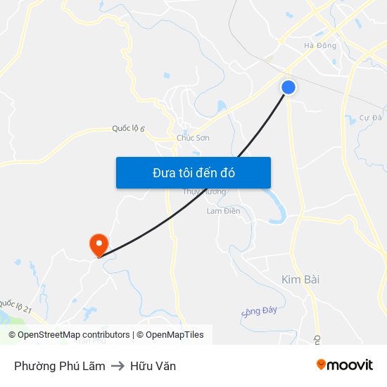 Phường Phú Lãm to Hữu Văn map