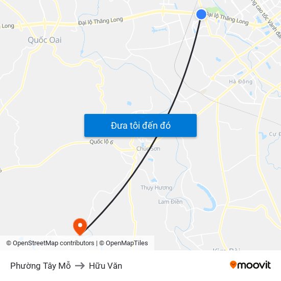 Phường Tây Mỗ to Hữu Văn map