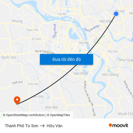 Thành Phố Từ Sơn to Hữu Văn map