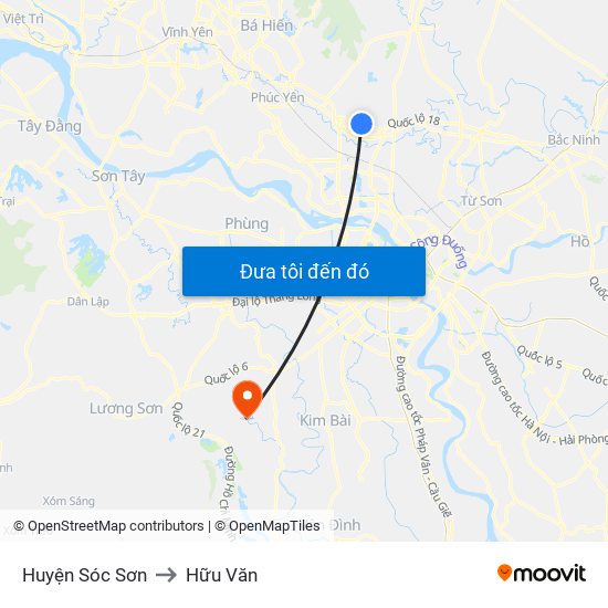 Huyện Sóc Sơn to Hữu Văn map