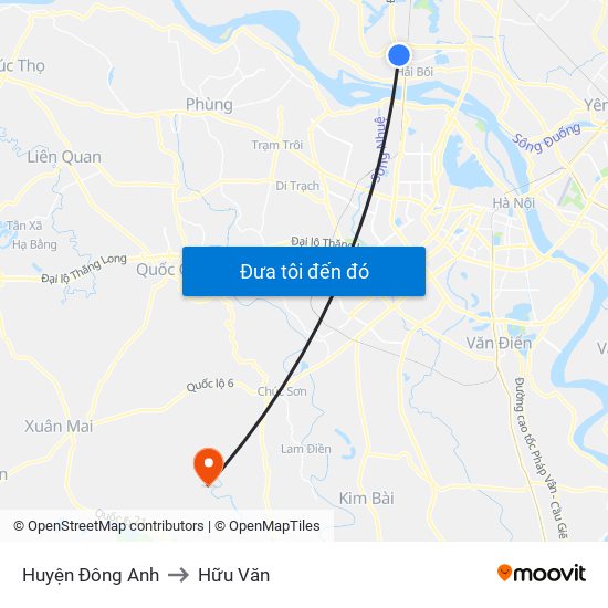 Huyện Đông Anh to Hữu Văn map