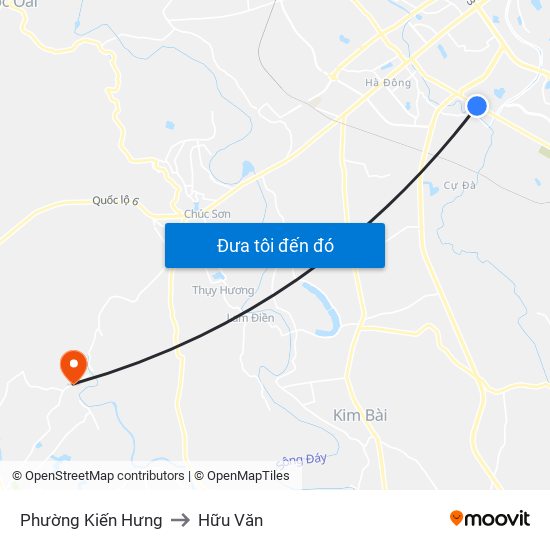 Phường Kiến Hưng to Hữu Văn map