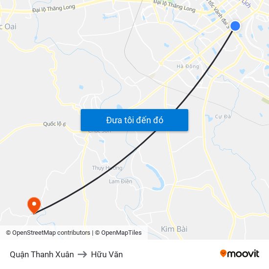 Quận Thanh Xuân to Hữu Văn map