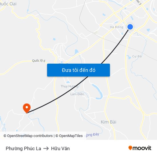 Phường Phúc La to Hữu Văn map