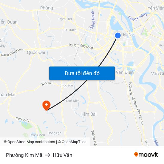 Phường Kim Mã to Hữu Văn map