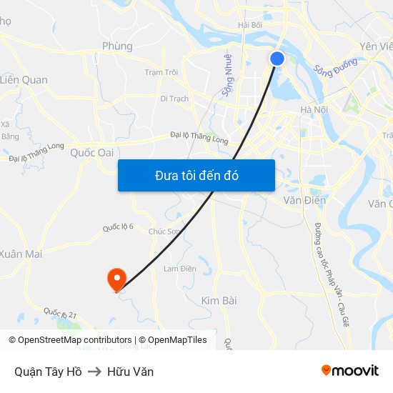 Quận Tây Hồ to Hữu Văn map