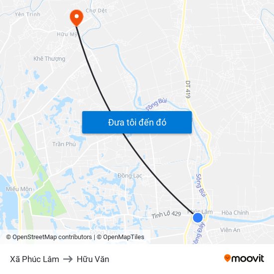 Xã Phúc Lâm to Hữu Văn map