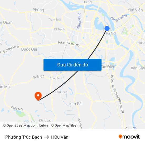 Phường Trúc Bạch to Hữu Văn map
