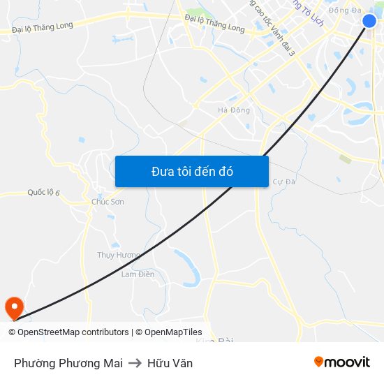 Phường Phương Mai to Hữu Văn map