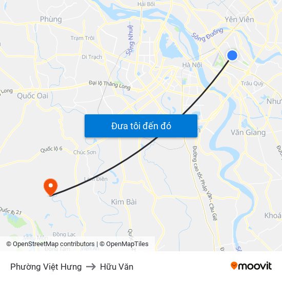 Phường Việt Hưng to Hữu Văn map