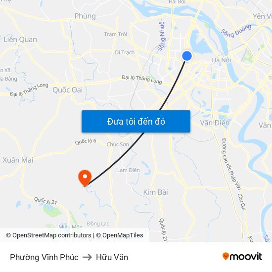 Phường Vĩnh Phúc to Hữu Văn map