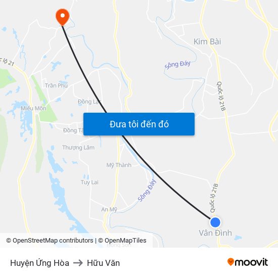 Huyện Ứng Hòa to Hữu Văn map