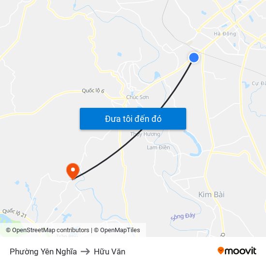 Phường Yên Nghĩa to Hữu Văn map