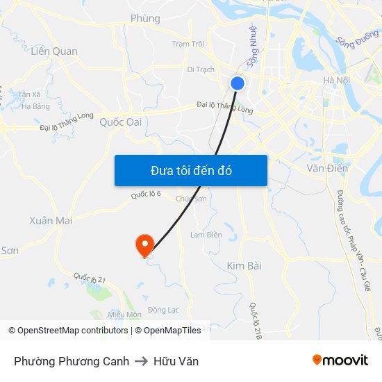 Phường Phương Canh to Hữu Văn map