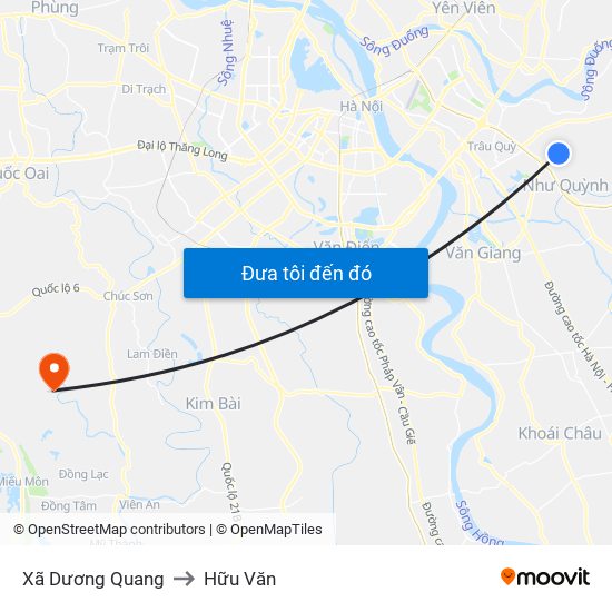 Xã Dương Quang to Hữu Văn map