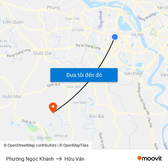 Phường Ngọc Khánh to Hữu Văn map