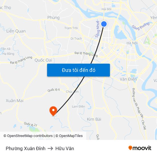 Phường Xuân Đỉnh to Hữu Văn map