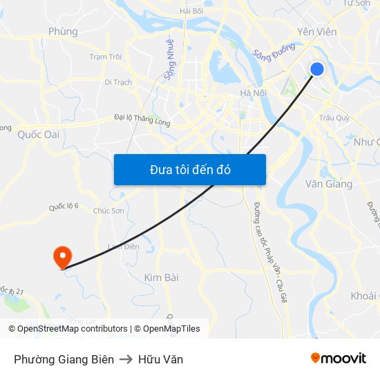 Phường Giang Biên to Hữu Văn map