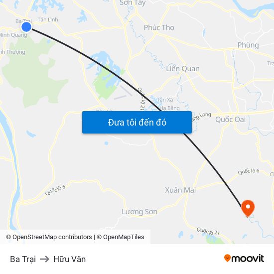 Ba Trại to Hữu Văn map