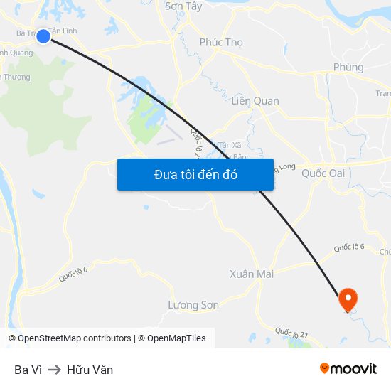 Ba Vì to Hữu Văn map