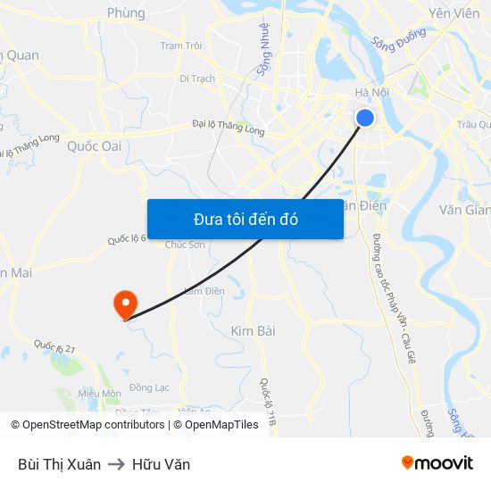 Bùi Thị Xuân to Hữu Văn map