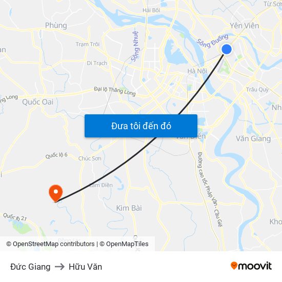 Đức Giang to Hữu Văn map