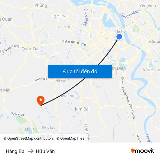 Hàng Bài to Hữu Văn map