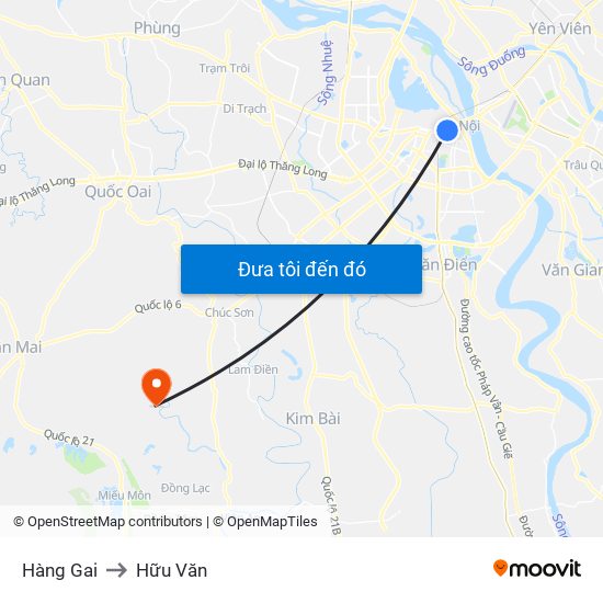 Hàng Gai to Hữu Văn map