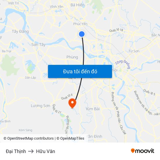 Đại Thịnh to Hữu Văn map