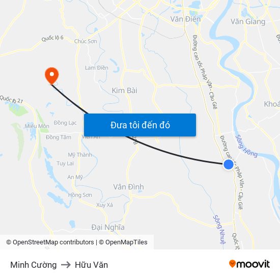 Minh Cường to Hữu Văn map