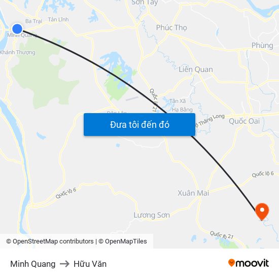 Minh Quang to Hữu Văn map