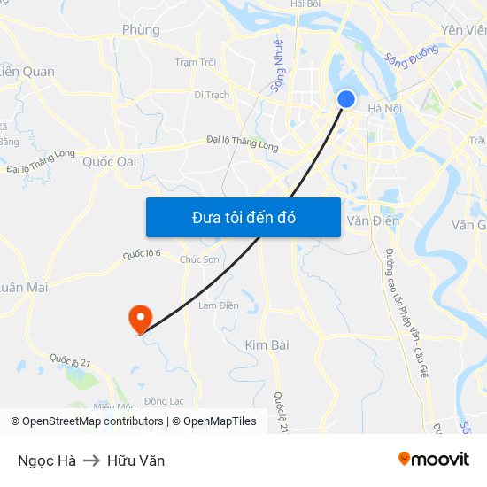 Ngọc Hà to Hữu Văn map